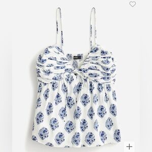 J Crew Gathered Lurex Gauze Camisole in Gathered Floral Block Print